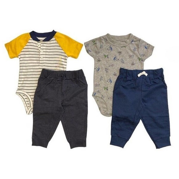 Carter's 9M Baby Bugs / Striped 4 Piece Body Suits / Pants Sets + Free Shipping - Picture 1 of 10